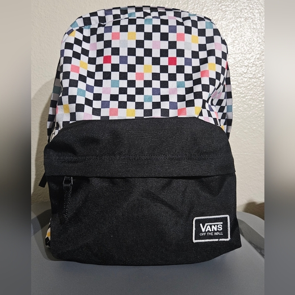 Vans Black and Multicolor Checkered Backpack - Picture 1 of 11